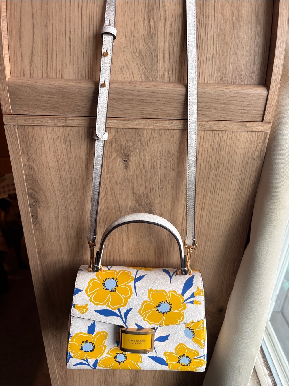 kate spade KATY SUNSHINE FLORAL TEXTURED LEATHER SMALL TOP-HANDLE BAG - Picture 5 of 7